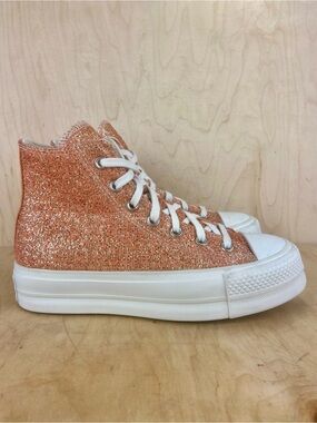 Converse CTAS High Top Platform Coral and Gold Metallic Sneakers Shoes Womens 7